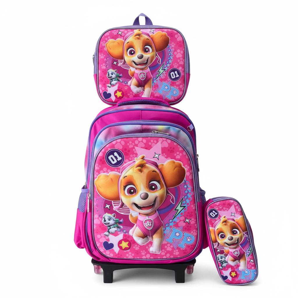 KIT X3 MALETA RUEDAS + CARTUCHERA + LONCHERA SKYE