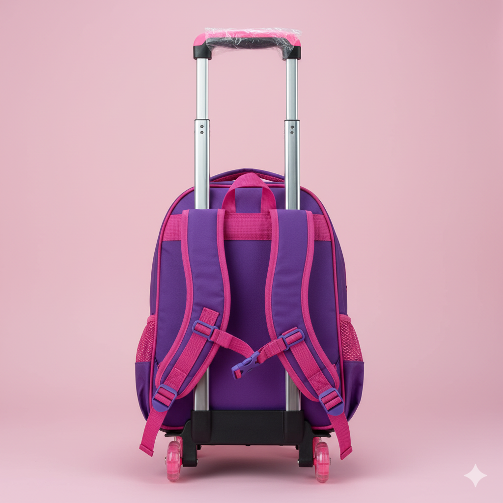 KIT X3 MALETA GRANDE RUEDAS + CARTUCHERA + LONCHERA MINNIE MOUSE LILA