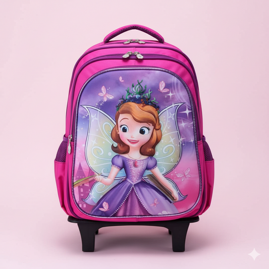 KIT X3 MALETA RUEDAS + CARTUCHERA + LONCHERA PRINCESA SOFIA