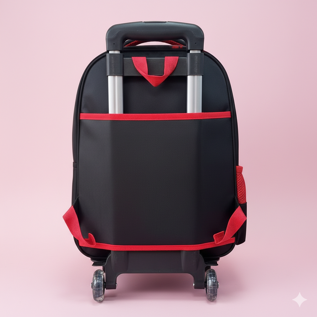 KIT X3 MALETA RUEDAS + CARTUCHERA + LONCHERA MARIO NEGRA