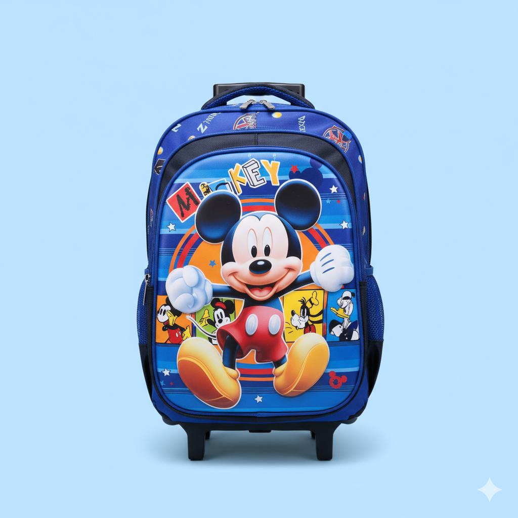 KIT X3 MALETA RUEDAS + CARTUCHERA + LONCHERA MICKEY AZUL