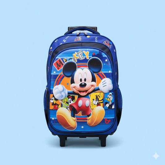 KIT X3 MALETA RUEDAS + CARTUCHERA + LONCHERA MICKEY AZUL