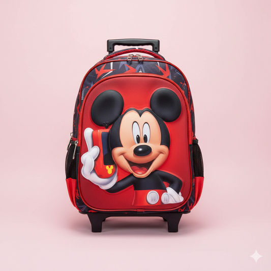 KIT X3 MALETA RUEDAS + CARTUCHERA + LONCHERA MICKEY ROJA