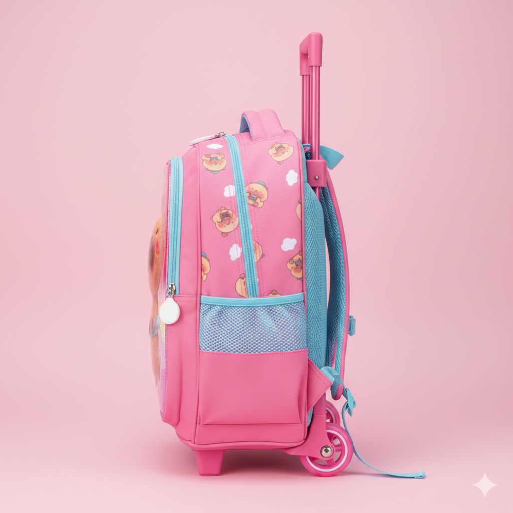 KIT X3 MALETA DOBLE RUEDAS + CARTUCHERA + LONCHERA CAPIBARA PREMIUM