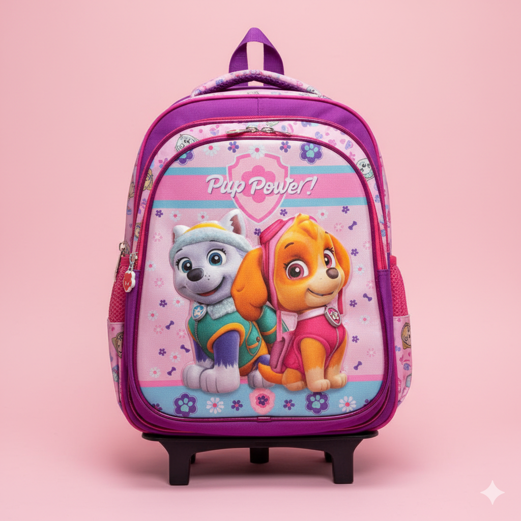 KIT X3 MALETA DOBLE RUEDAS + CARTUCHERA + LONCHERA PAW PATROL