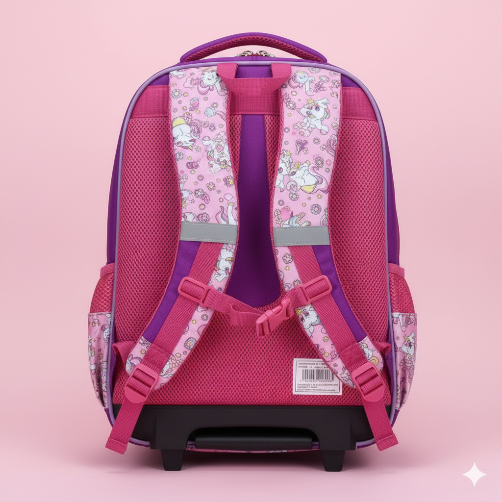 KIT X3 MALETA DOBLE RUEDAS + CARTUCHERA + LONCHERA UNICORNIO