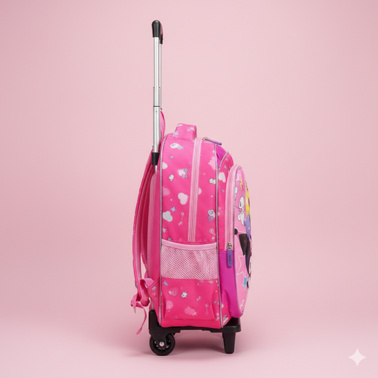 KIT X3 MALETA DOBLE RUEDAS + CARTUCHERA + LONCHERA KUROMI