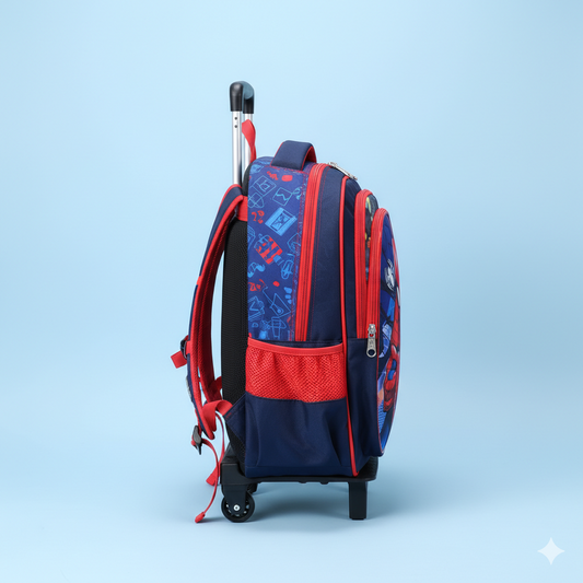 KIT X3 MALETA DOBLE RUEDAS + CARTUCHERA + LONCHERA SPIDERMAN 2