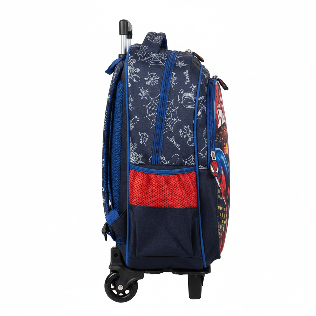 KIT X3 MALETA DOBLE RUEDAS + CARTUCHERA + LONCHERA SPIDERMAN 3