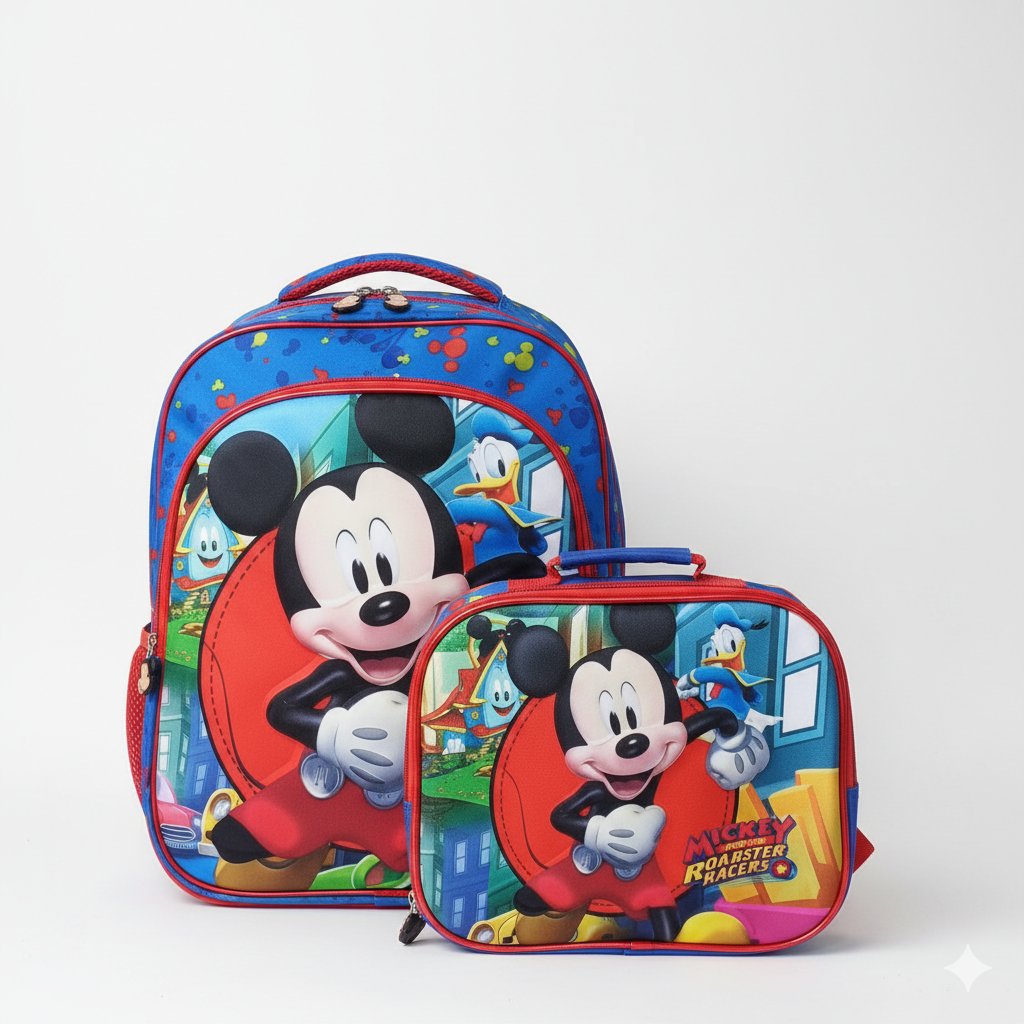 KIT X3 MALETA + CARTUCHERA + LONCHERA MICKEY