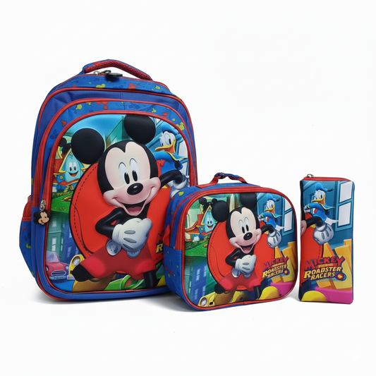 KIT X3 MALETA + CARTUCHERA + LONCHERA MICKEY