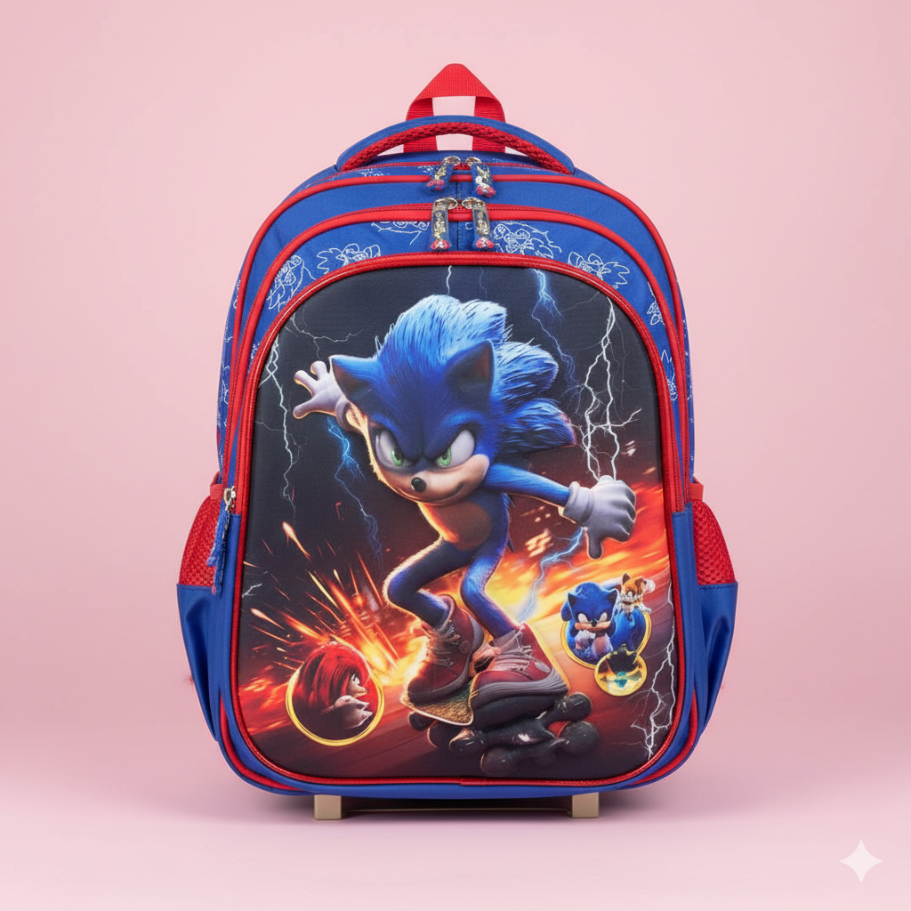 KIT X3 MALETA RUEDAS + CARTUCHERA + LONCHERA SONIC 1