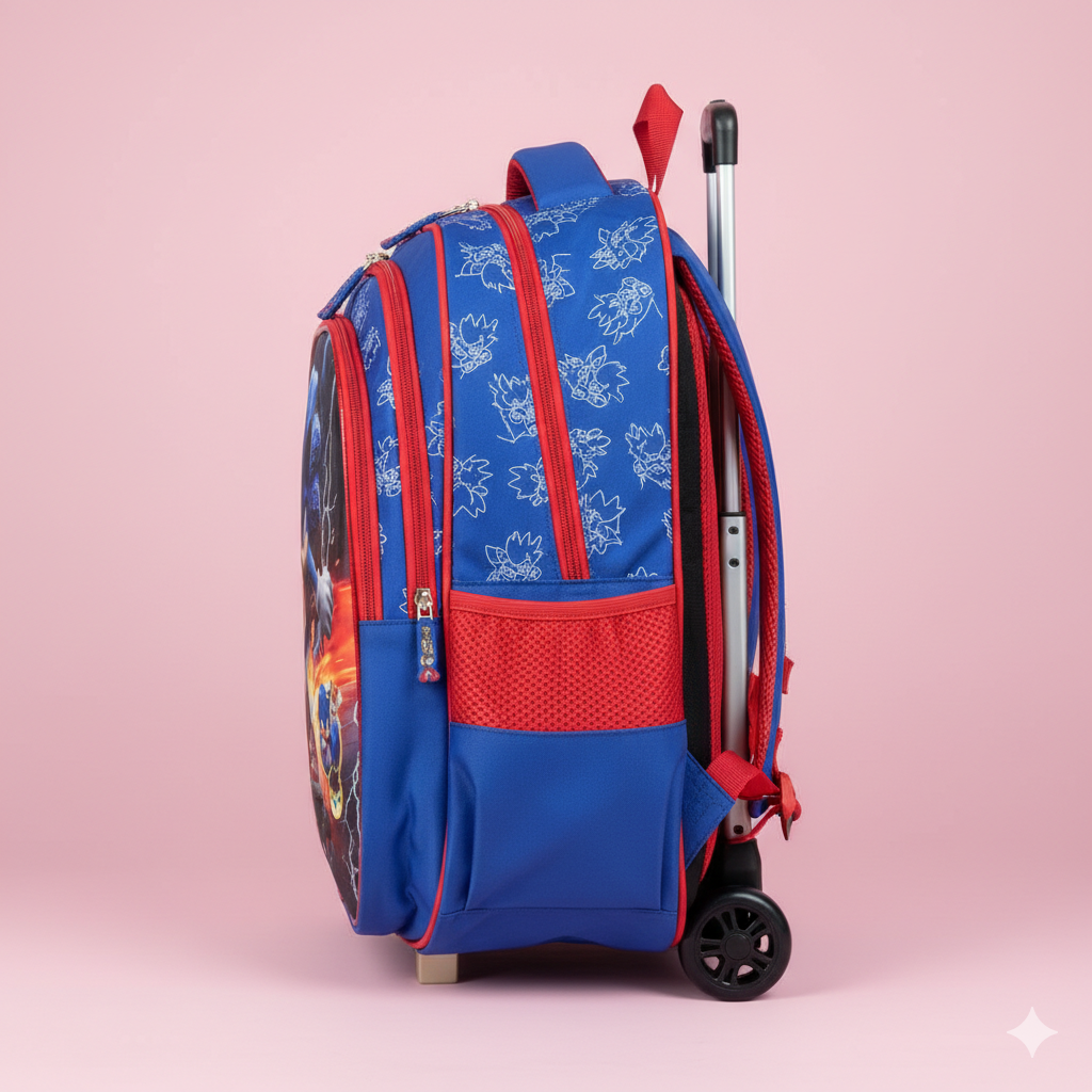 KIT X3 MALETA RUEDAS + CARTUCHERA + LONCHERA SONIC 1