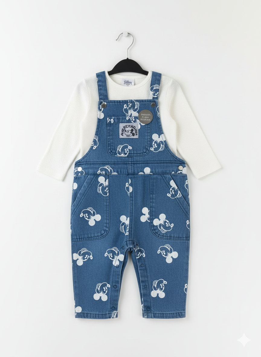 CONJUNTO IMPORTADO OVEROL MICKEY ESTAMPADO