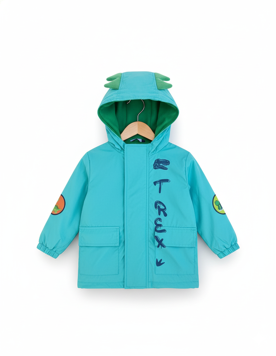 CHAQUETA IMPERMEABLE DINOSAURIO VERDE