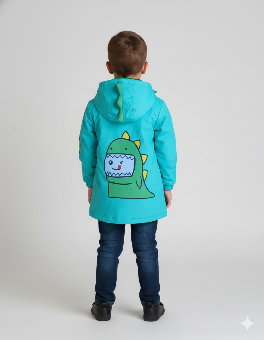 CHAQUETA IMPERMEABLE DINOSAURIO VERDE