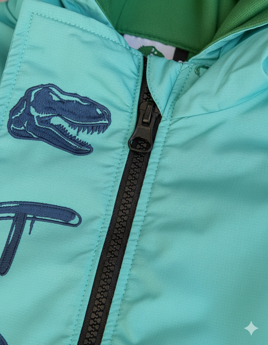 CHAQUETA IMPERMEABLE DINOSAURIO VERDE