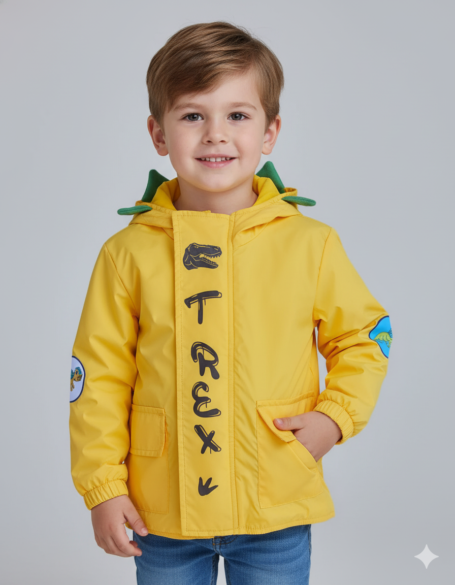 CHAQUETA IMPERMEABLE DINOSAURIO AMARILLA