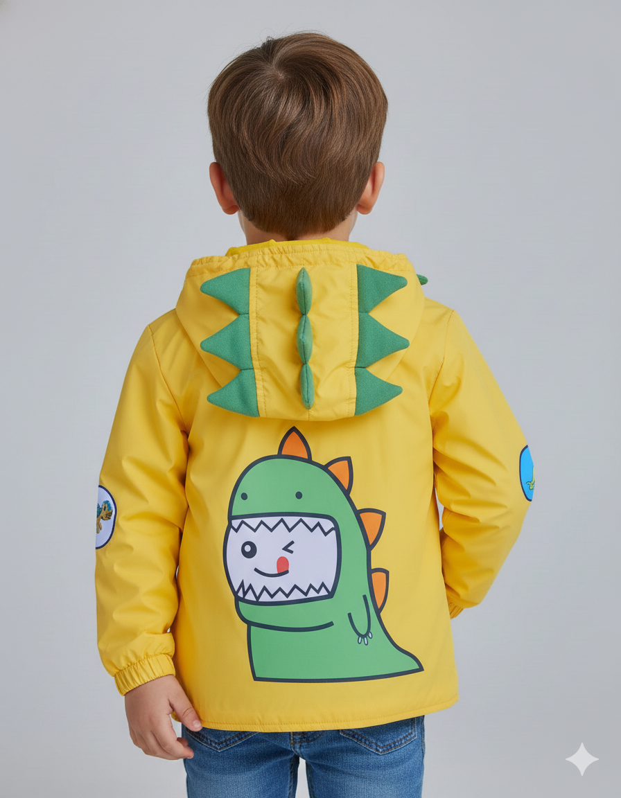 CHAQUETA IMPERMEABLE DINOSAURIO AMARILLA