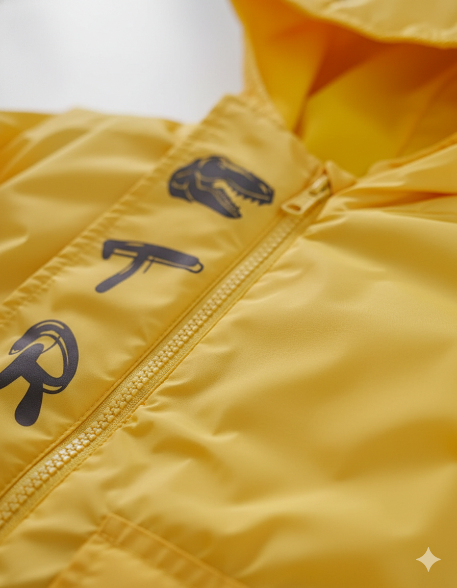CHAQUETA IMPERMEABLE DINOSAURIO AMARILLA