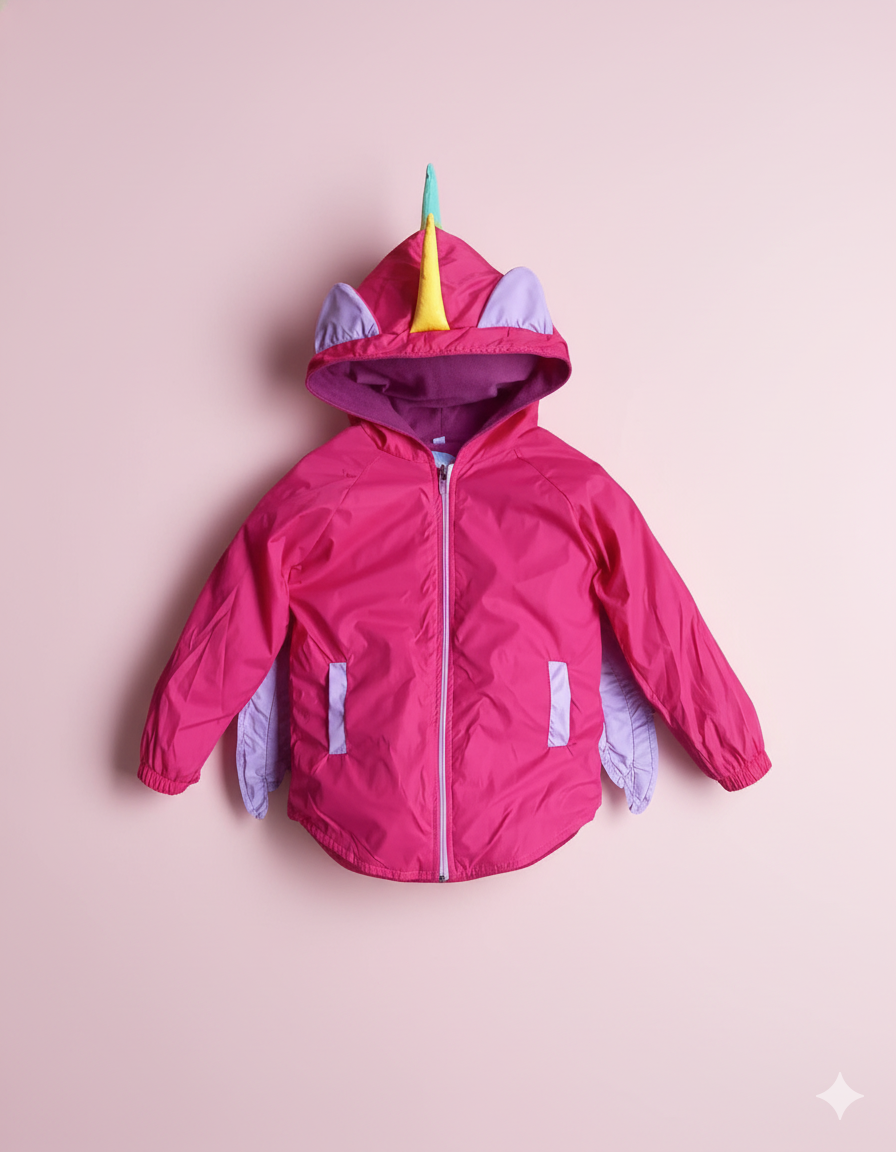 CHAQUETA IMPERMEABLE UNICORNIO FUCSIA