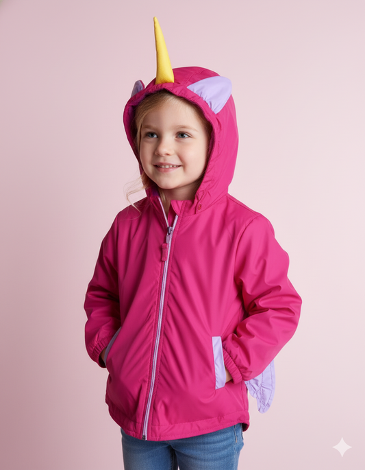 CHAQUETA IMPERMEABLE UNICORNIO FUCSIA