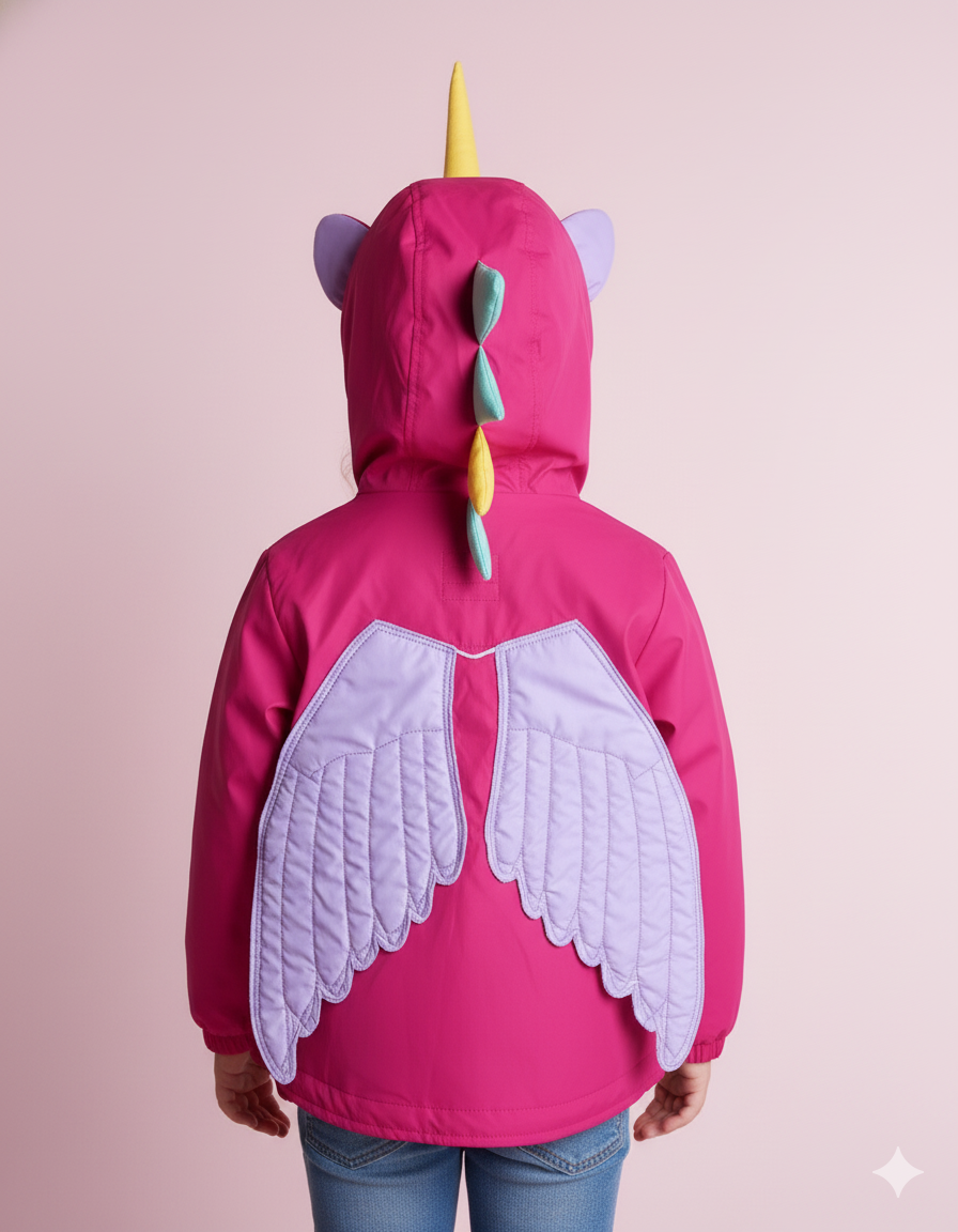 CHAQUETA IMPERMEABLE UNICORNIO FUCSIA