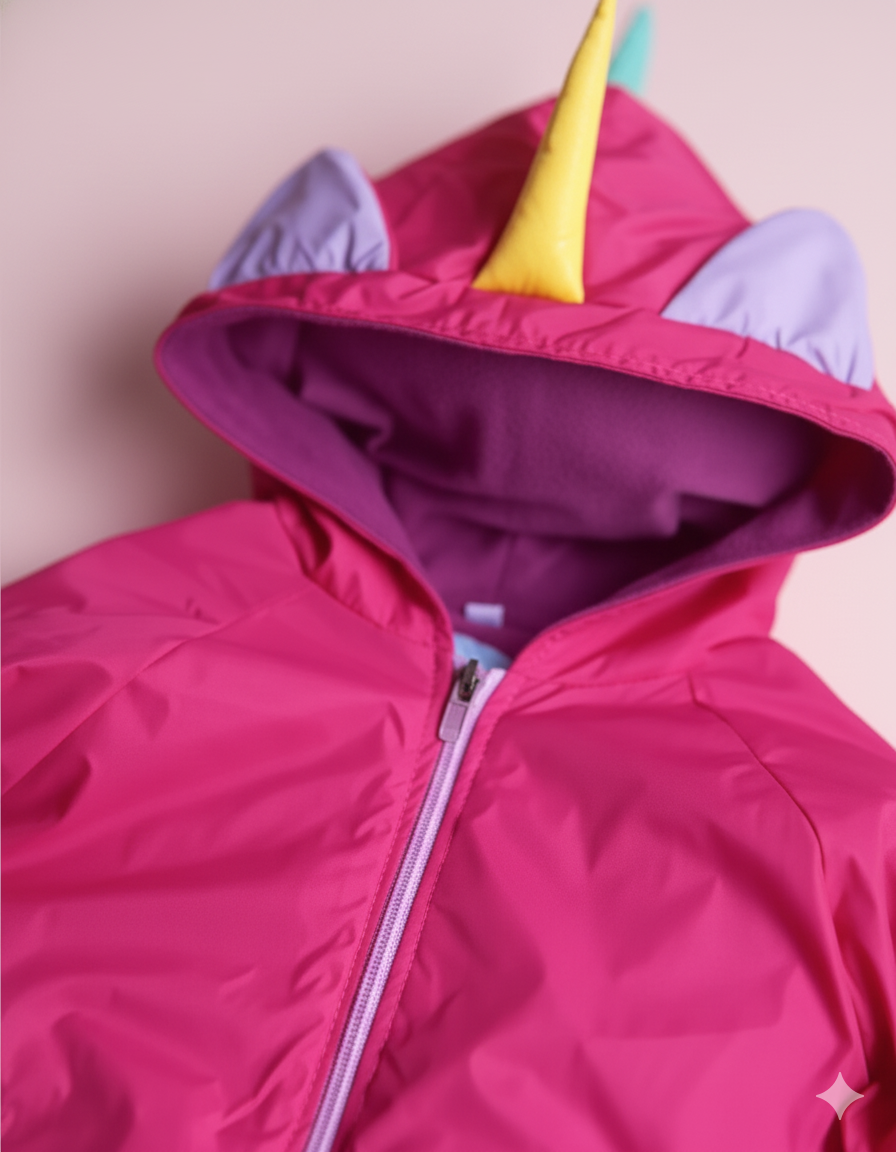 CHAQUETA IMPERMEABLE UNICORNIO FUCSIA