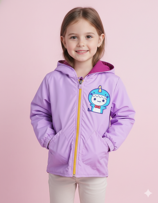 CHAQUETA IMPERMEABLE DINOSAURIO LILA