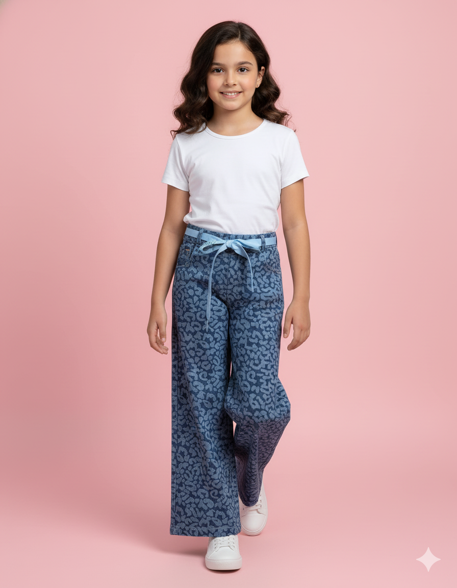 PANTALÓN DENIM AZUL ESTAMPADO OSCURO