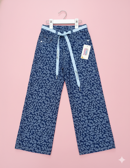 PANTALÓN DENIM AZUL ESTAMPADO OSCURO
