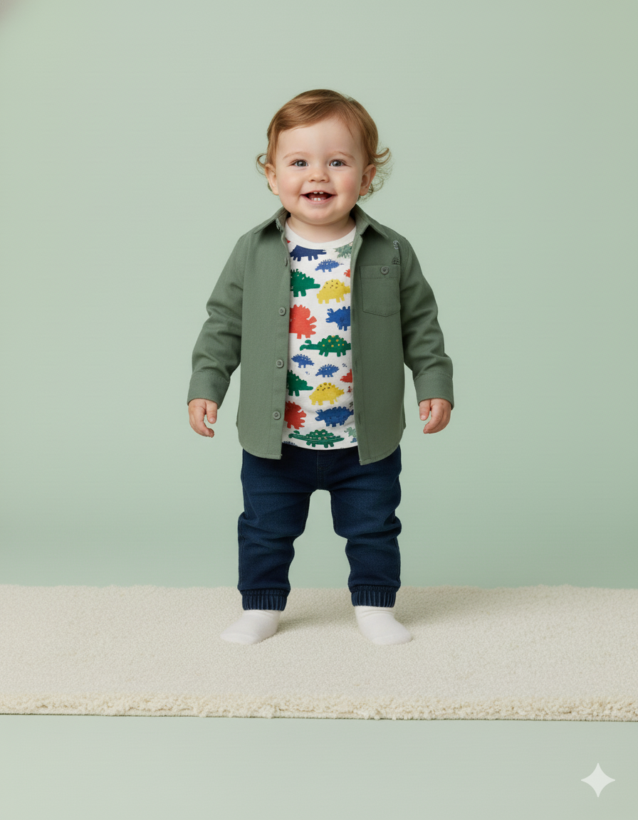 CONJUNTO IMPORTADO 3 PIEZAS CAMISA VERDE