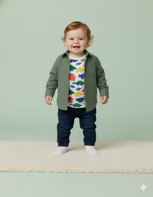 CONJUNTO IMPORTADO 3 PIEZAS CAMISA VERDE