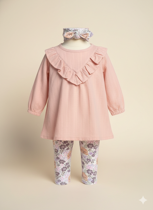 CONJUNTO 3 PIEZAS BLUSON ROSADO