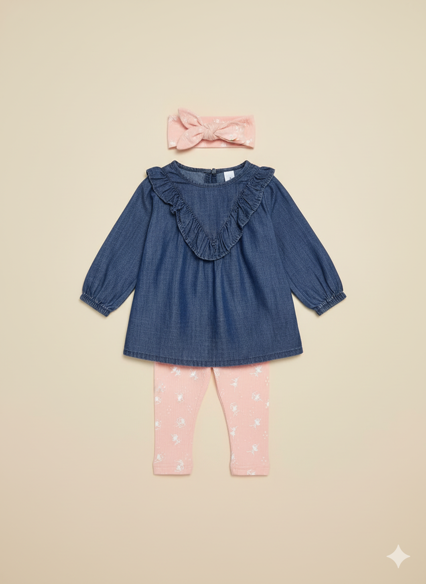 CONJUNTO 3 PIEZAS BLUSON AZUL