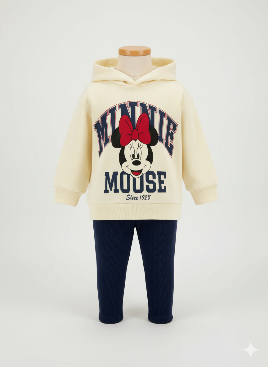 CONJUNTO IMPORTADO DISNEY BUZO CAPOTA + LEGGINGS MINNIE AZUL