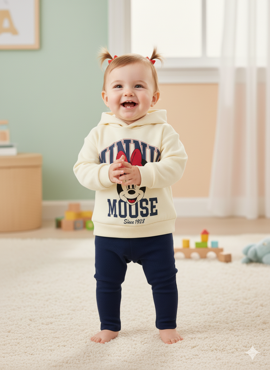 CONJUNTO IMPORTADO DISNEY BUZO CAPOTA + LEGGINGS MINNIE AZUL