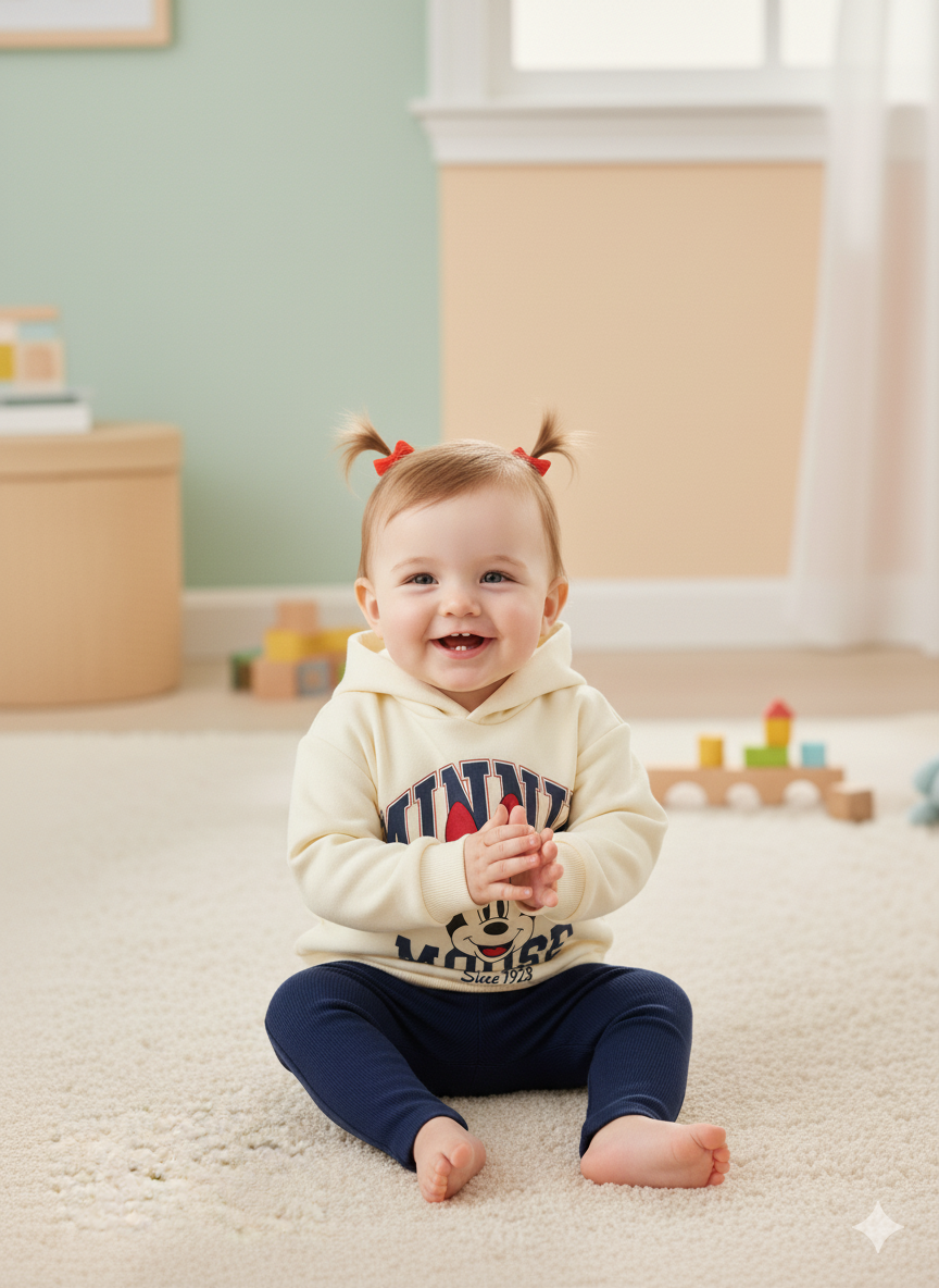 CONJUNTO IMPORTADO DISNEY BUZO CAPOTA + LEGGINGS MINNIE AZUL