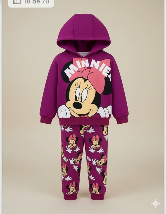 CONJUNTO SUDADERA MINNIE MORADA