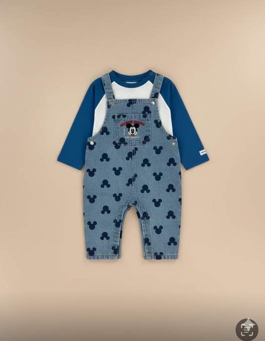CONJUNTO IMPORTADO OVEROL MICKEY MANGA AZUL