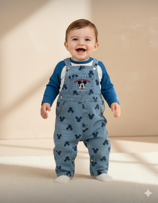 CONJUNTO IMPORTADO OVEROL MICKEY MANGA AZUL