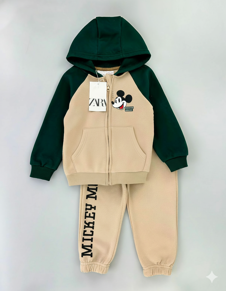 CONJUNTO SUDADERA MICKEY MOUSE CREMALLERA BEIGE