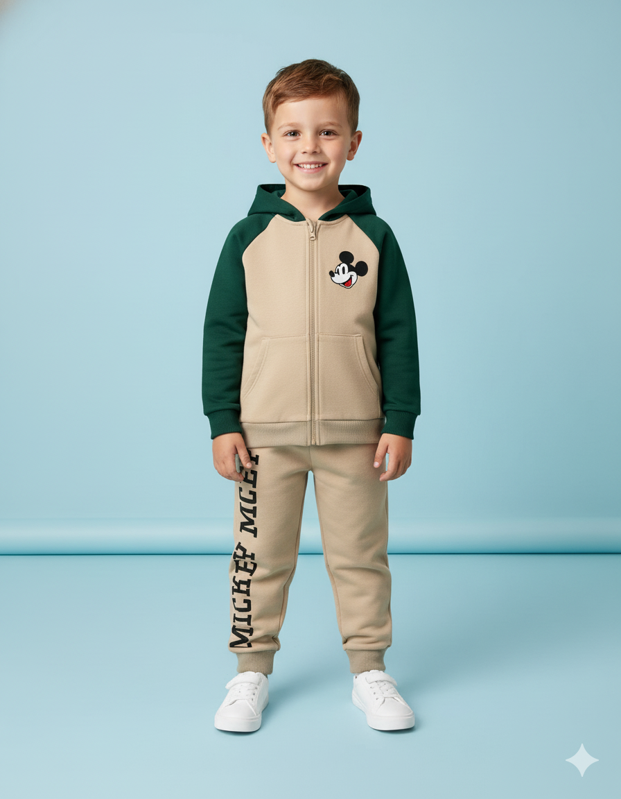 CONJUNTO SUDADERA MICKEY MOUSE CREMALLERA BEIGE