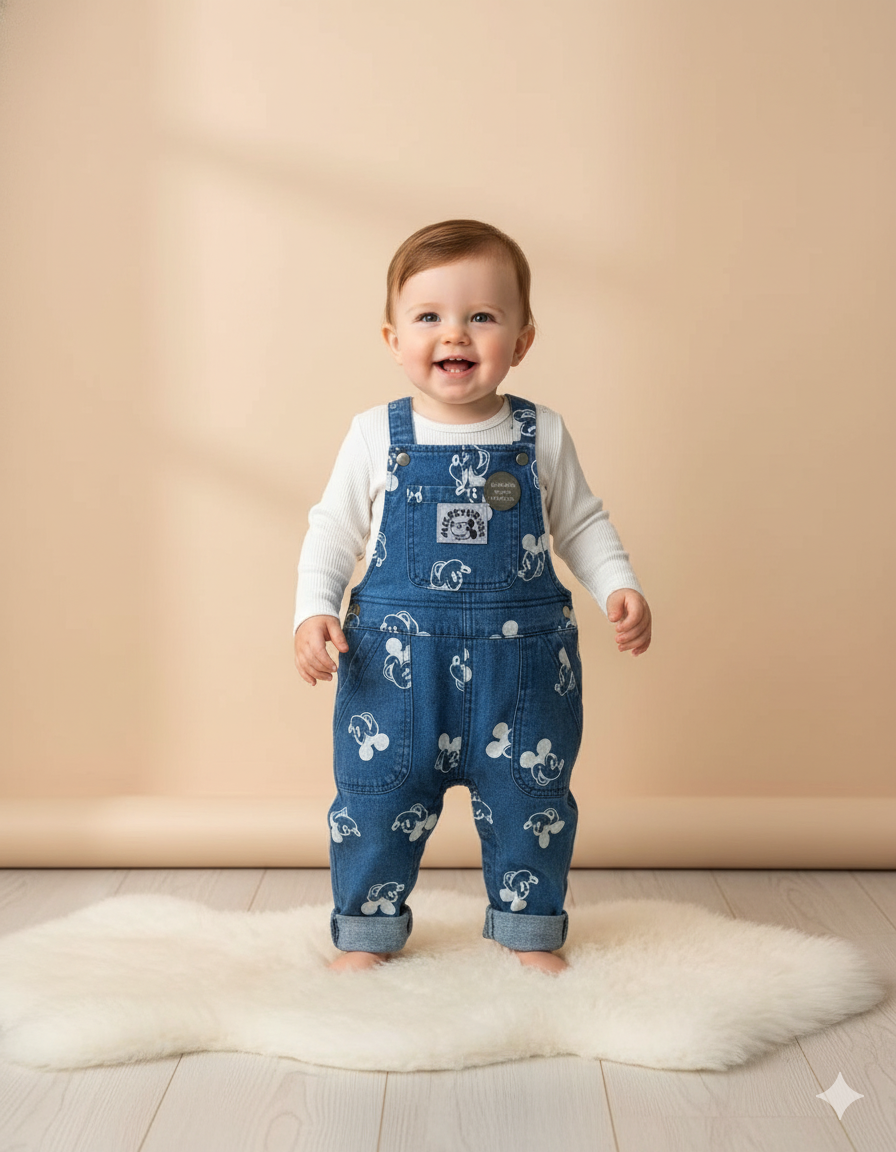 CONJUNTO IMPORTADO OVEROL MICKEY ESTAMPADO