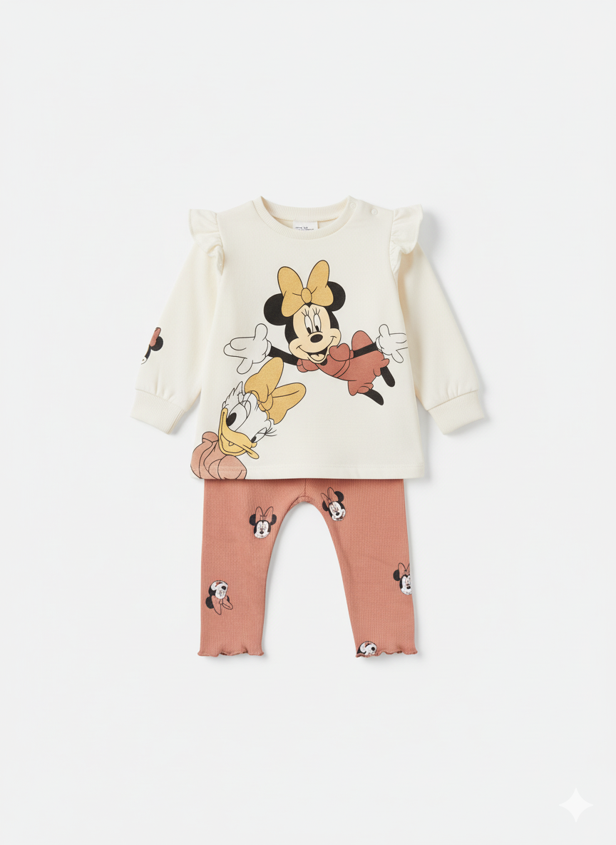 CONJUNTO IMPORTADO DISNEY BUZO + LEGGINGS MINNIE CAFÉ