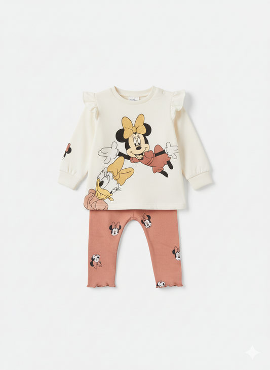 CONJUNTO IMPORTADO DISNEY BUZO + LEGGINGS MINNIE CAFÉ