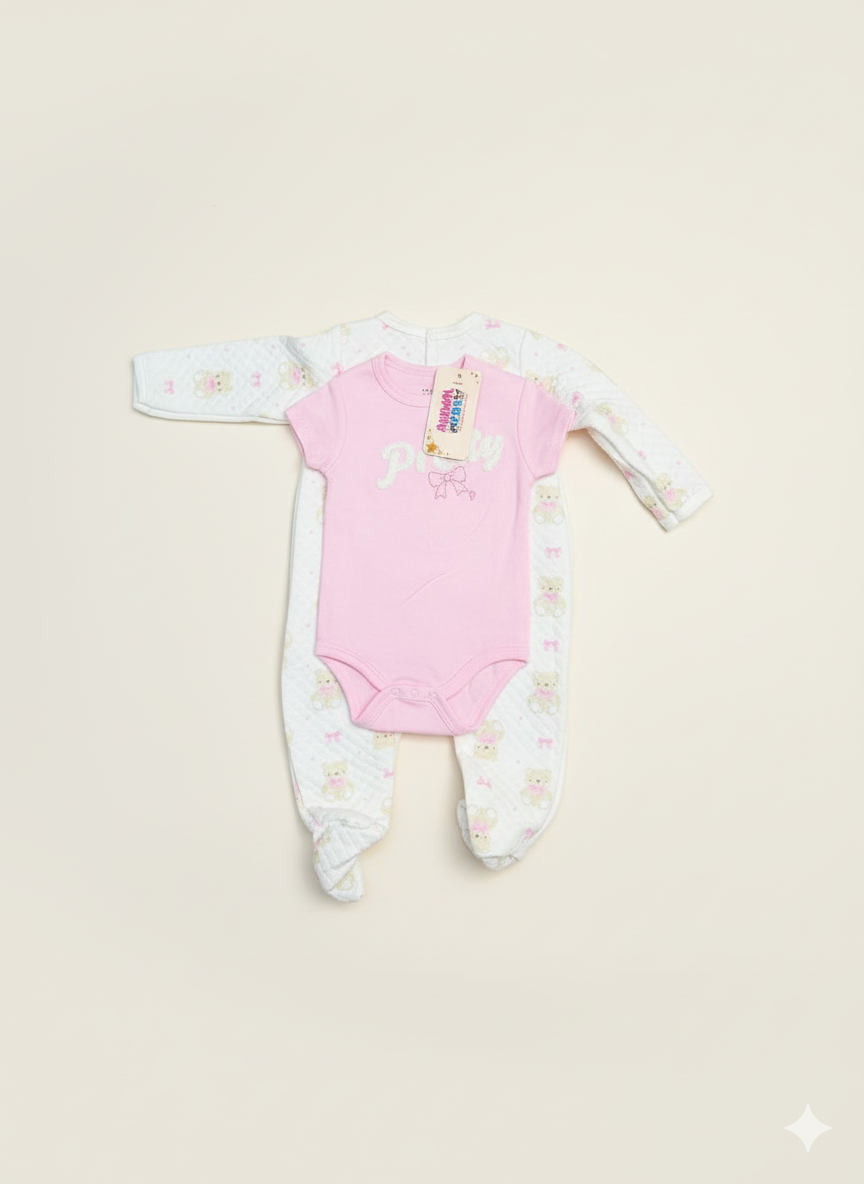 CONJUNTO 3 PIEZAS PIJAMA BODDIE Y BABERO