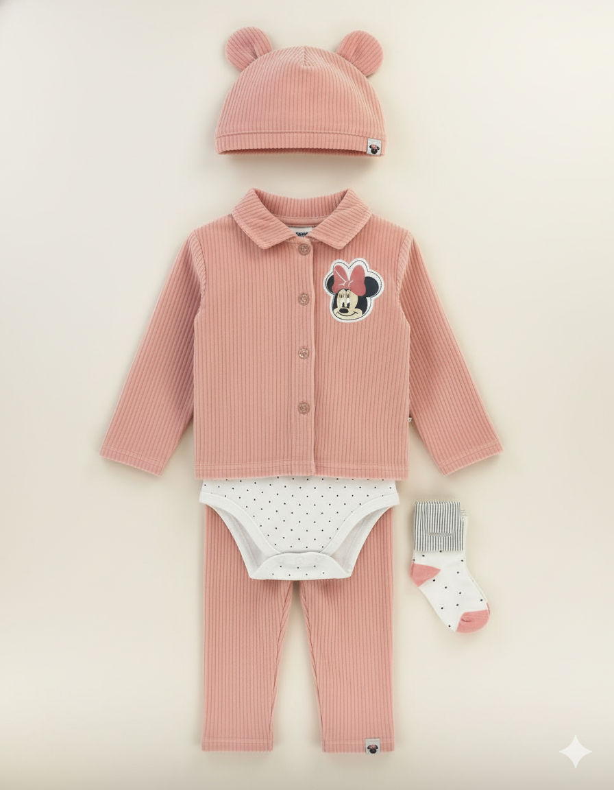 CONJUNTO IMPORTADO MINNIE MOUSE 5 PIEZAS ROSA