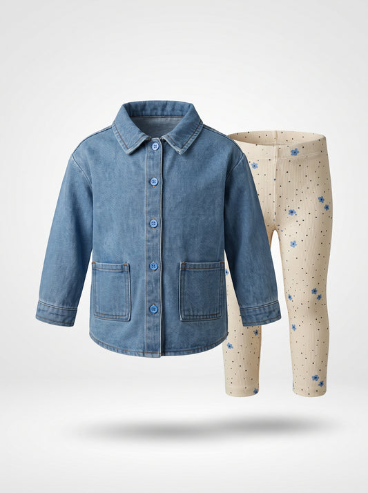 CONJUNTO IMPORTADO LEGGINS + CAMISA JEAN