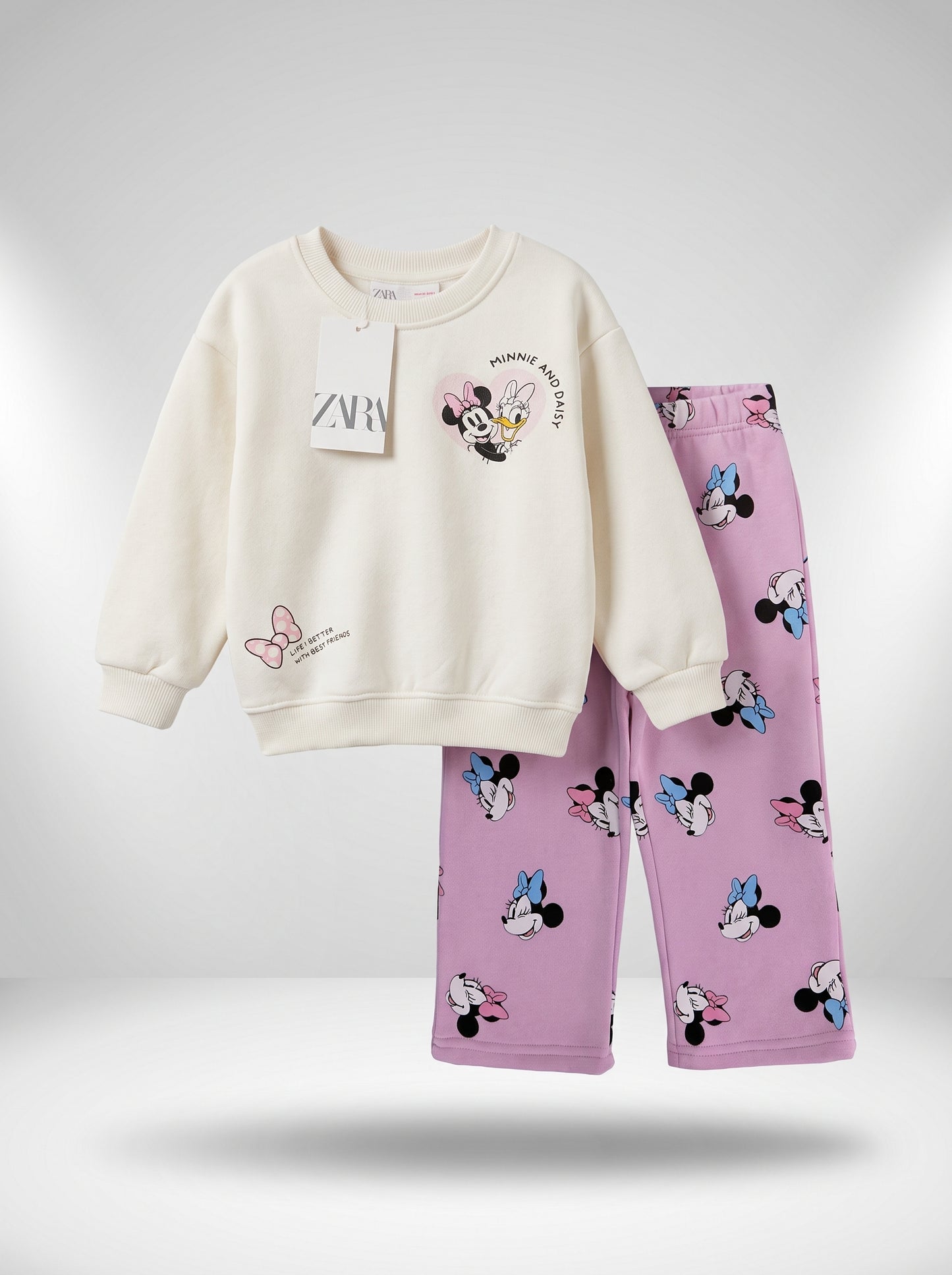 CONJUNTO SUDADERA MINNIE MOUSE BLANCA ROSA